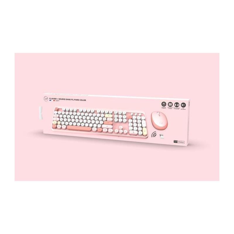 Ensemble Clavier + Souris Sans Fil - MOBILITY LAB - Rose - Design Ergonomique