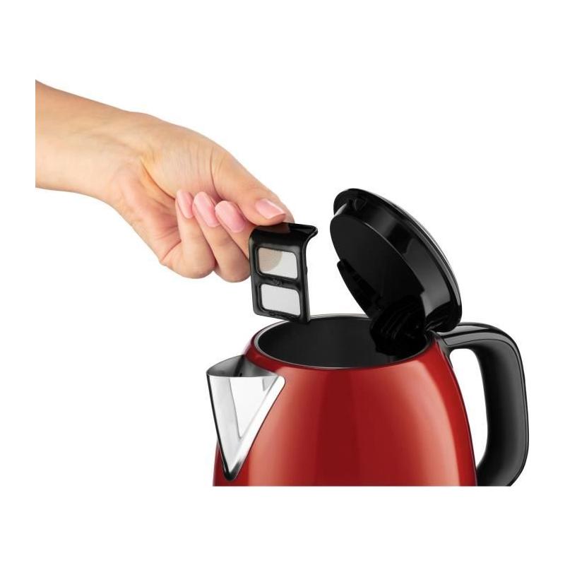 Bouilloire Compacte Rouge - Capacité 1L - Anti-Calcaire Amovible