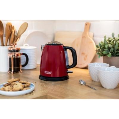Bouilloire Compacte Rouge - Capacité 1L - Anti-Calcaire Amovible
