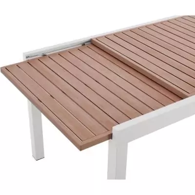 Table de jardin extensible en aluminium aspect bois - 8 personnes