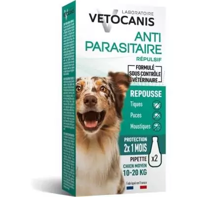 VETOCANIS 2 Pipettes anti-puces et anti-tiques - Chien 10-20 kg