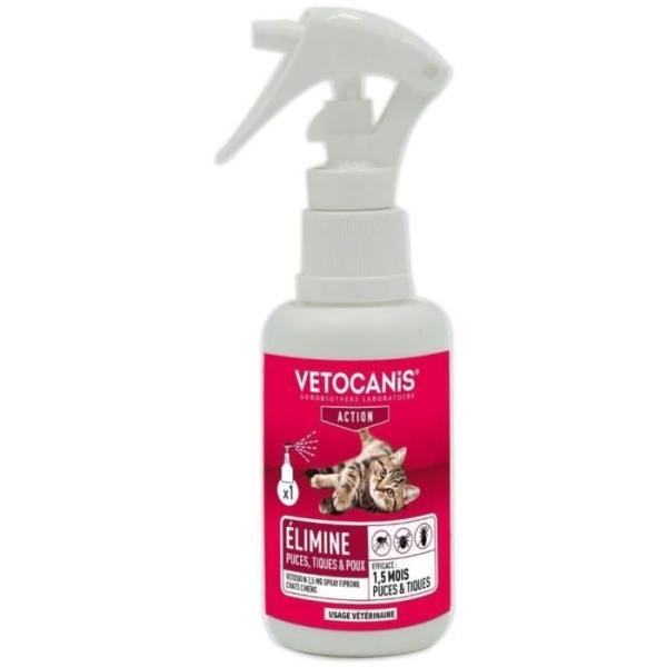 VETOCANIS Spray antiparasitaire, anti-puces et anti-tiques - 100 ml - Pour chiens et chats