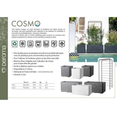 Jardinière Muret DEROMA Cosmo Anthracite - Réserve d'eau - Roulettes