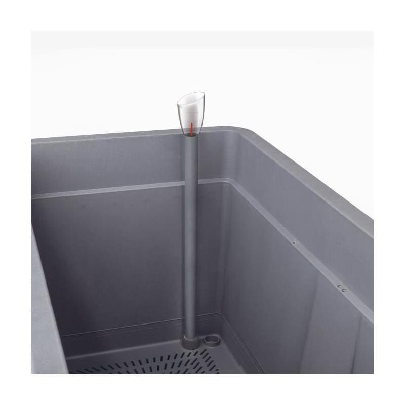 Jardinière Muret DEROMA Cosmo Anthracite - Réserve d'eau - Roulettes