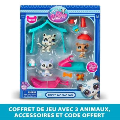 Pack à thème 3 Pets - BANDAI - Littlest Pet Shop Neige - Animaux et accessoires