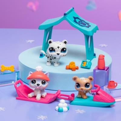 Pack à thème 3 Pets - BANDAI - Littlest Pet Shop Neige - Animaux et accessoires