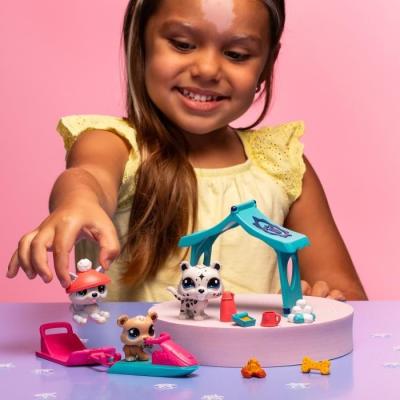 Pack à thème 3 Pets - BANDAI - Littlest Pet Shop Neige - Animaux et accessoires