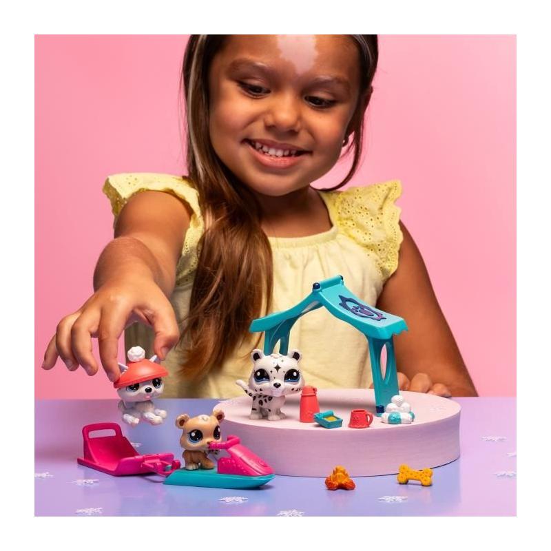 Pack à thème 3 Pets - BANDAI - Littlest Pet Shop Neige - Animaux et accessoires