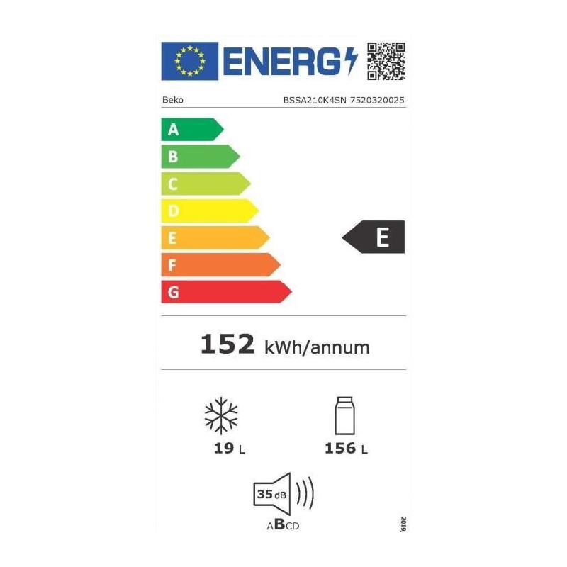 Réfrigérateur BEKO BSSA210K4SN - Intégrable 175 L - Classe E