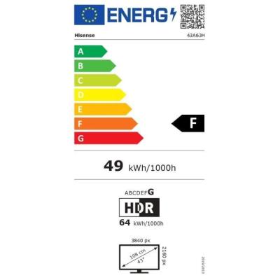 TV LED HISENSE 43A63H 4K UHD - Dolby Vision - HDMI 2.0