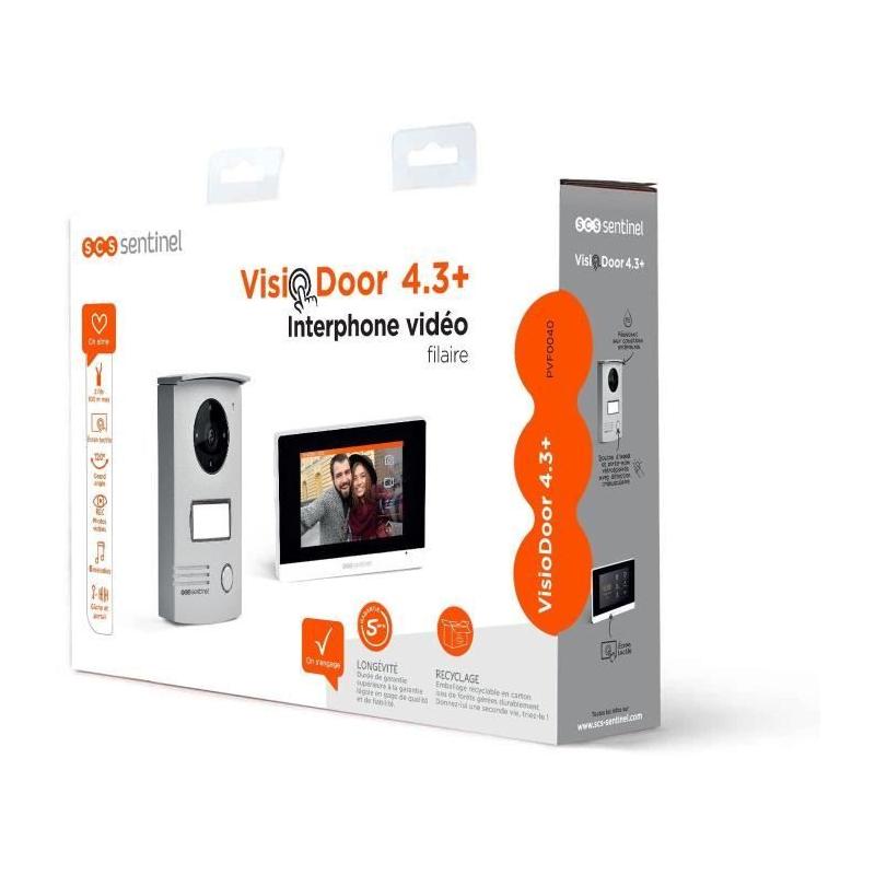 Interphone vidéo filaire SCS SENTINEL VisioDoor 4.3+ - Moniteur tactile 4,3" et vision nocturne