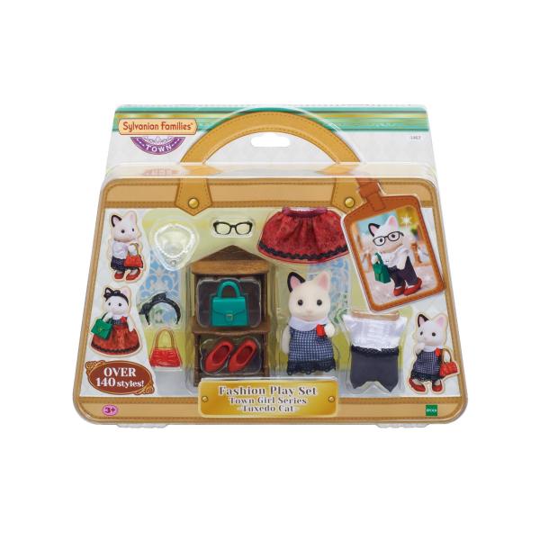 Sylvanian Families La valisette de mode et grande sœur Chat bicolore