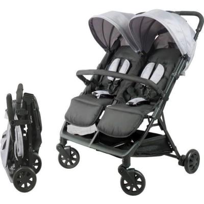 Poussette Double Compacte pour Jumeaux - Bambisol DS209 GRIS NOIR