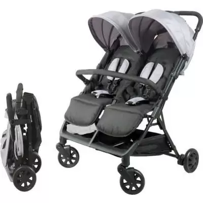 Poussette Double Compacte pour Jumeaux - Bambisol DS209 GRIS NOIR