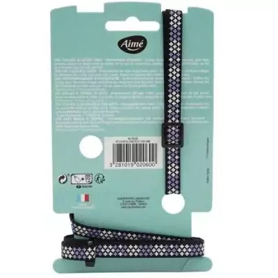 Ensemble collier et laisse réfléchissant violet pour chat - AIMÉ