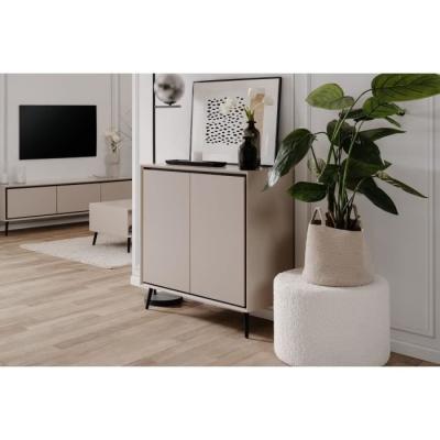 Buffet ARONA 01A - Beige/Noir - Compact et Élégant