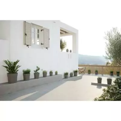 Pot de fleurs rond Capri Large - Réservoir d'eau - D50cm - Blanc Pot de fleurs rond Capri Large - Réservoir d'eau - D50cm - Blanc