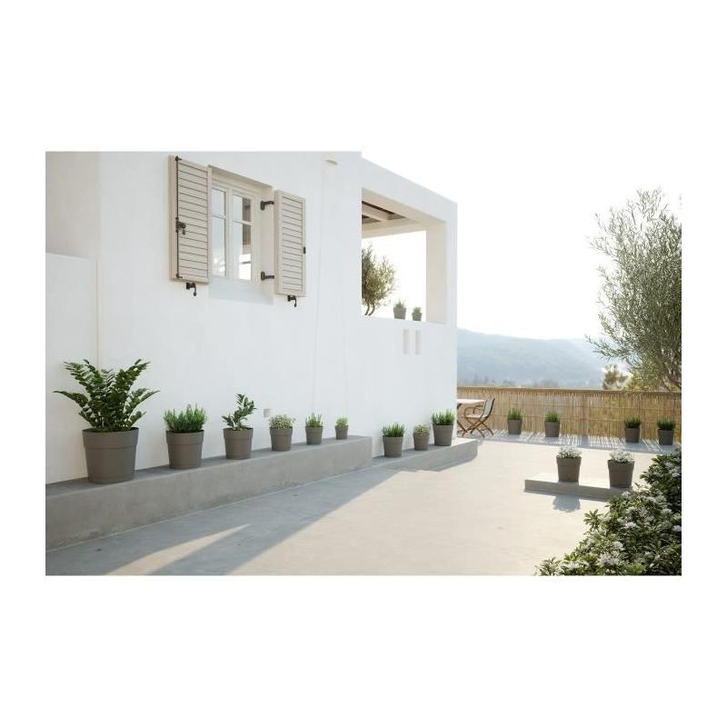 Pot de fleurs rond Capri Large - Réservoir d'eau - D50cm - Blanc