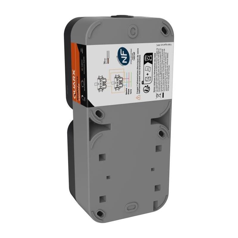 Double prise extérieure verticale QUARX - Aqua Pro IP55, 250V, 16A
