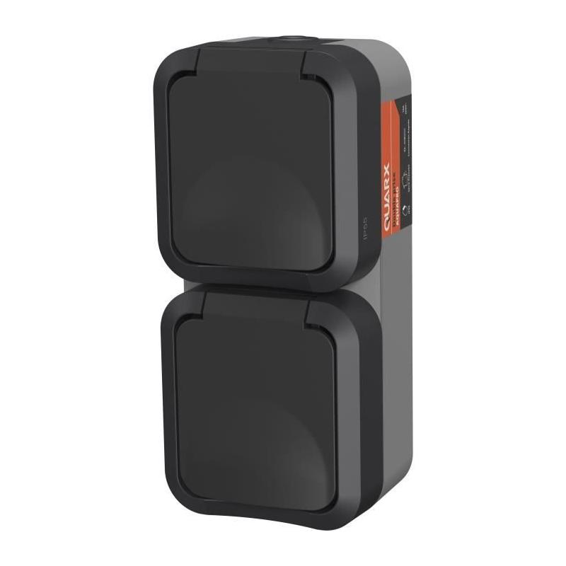 Double prise extérieure verticale QUARX - Aqua Pro IP55, 250V, 16A