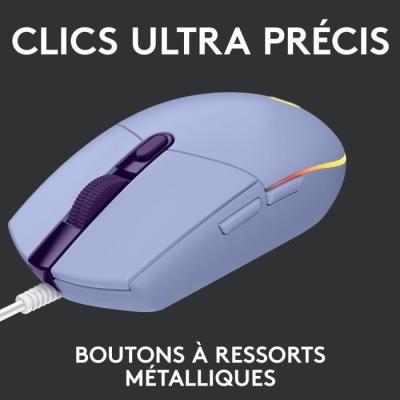 Souris gamer Logitech G203 Lightsync RGB Lilas - USB