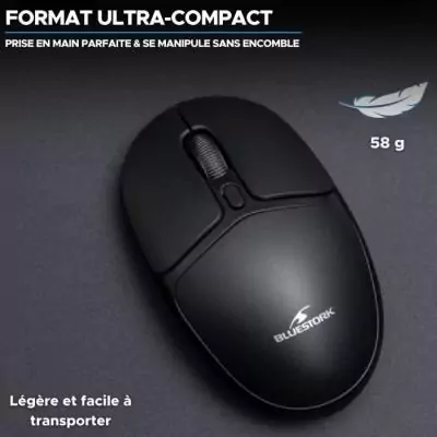 Souris Sans Fil BLUESTORK Office 25 - Noire - Longue Autonomie - Connexion 2.4 GHz