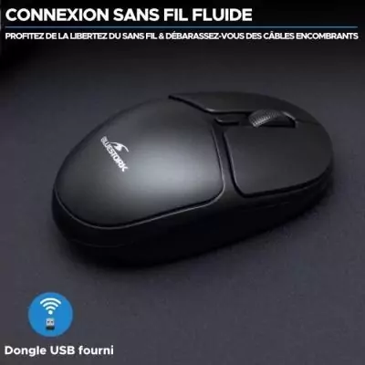 Souris Sans Fil BLUESTORK Office 25 - Noire - Longue Autonomie - Connexion 2.4 GHz