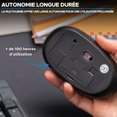 Souris Sans Fil BLUESTORK Office 25 - Noire - Longue Autonomie - Connexion 2.4 GHz