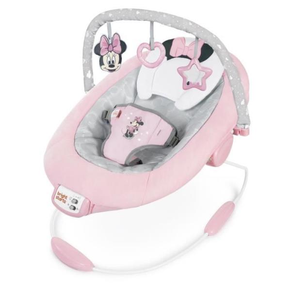 DISNEY BABY Transat bébé - Minnie - Arche avec jouets d'éveil Disney amovible, 8 Mélodies, Vibrations calmantes, Cale tete