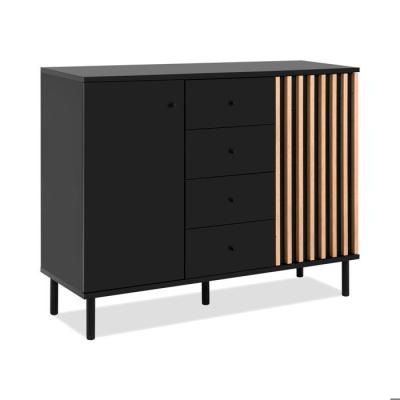 Buffet MONZA 01B Noir/Chene artisan - 2 portes - 4 tiroirs - 118x90x40 cm