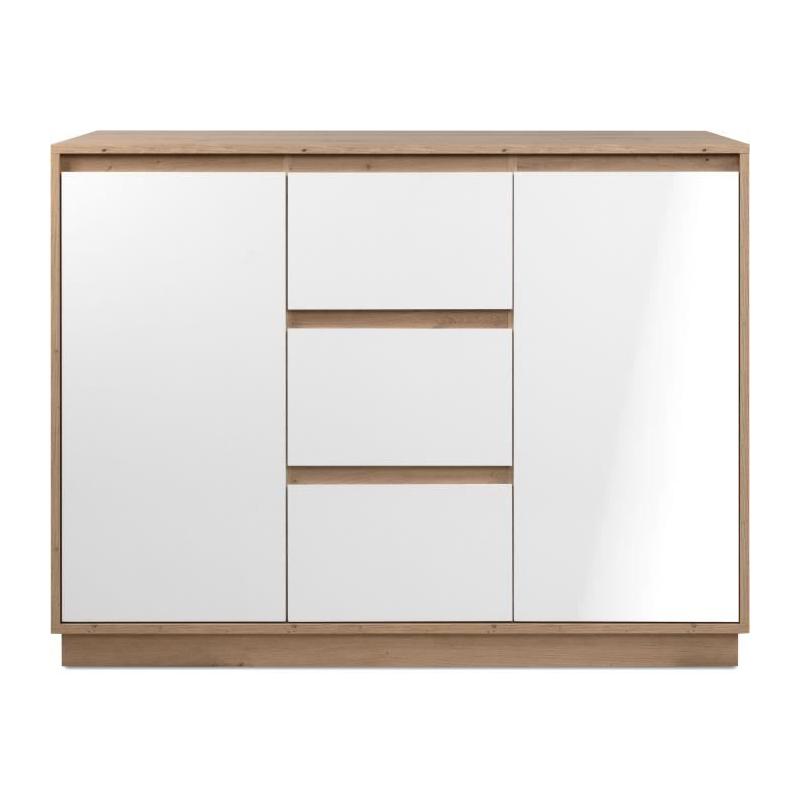Buffet PHoeNIX Chene Artisan Blanc - 2P 3T - 117x88x40cm