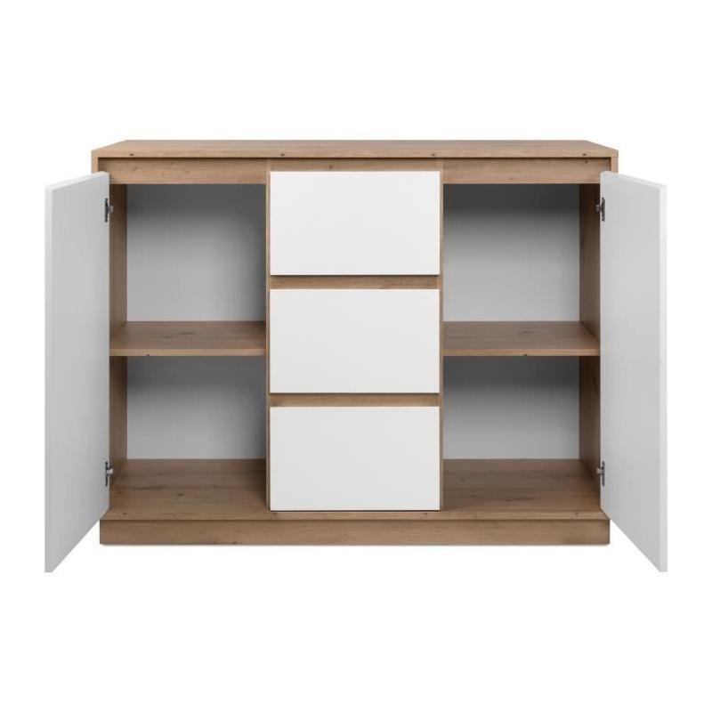 Buffet PHoeNIX Chene Artisan Blanc - 2P 3T - 117x88x40cm