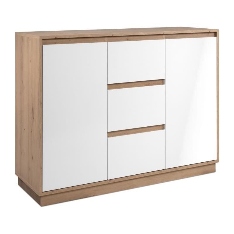Buffet PHoeNIX Chene Artisan Blanc - 2P 3T - 117x88x40cm