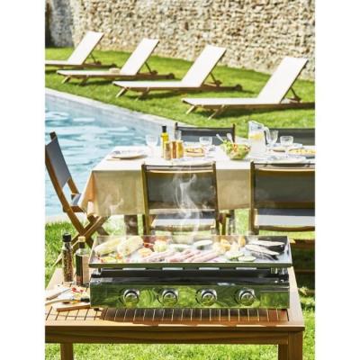 Plancha à gaz BRASILIA - 4 feux - Tout inox - XXL - 84 x 34 cm