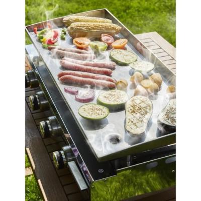 Plancha à gaz BRASILIA - 4 feux - Tout inox - XXL - 84 x 34 cm