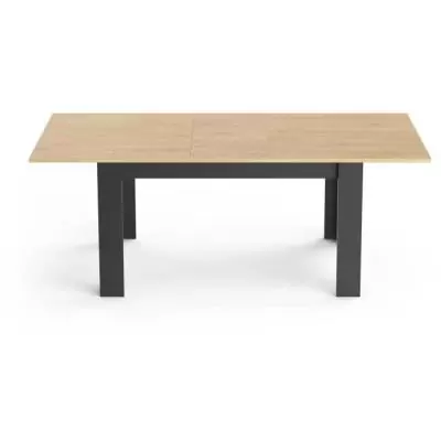 Table extensible CRAFT rectangulaire chêne Hamilton et noir mat - 6 places