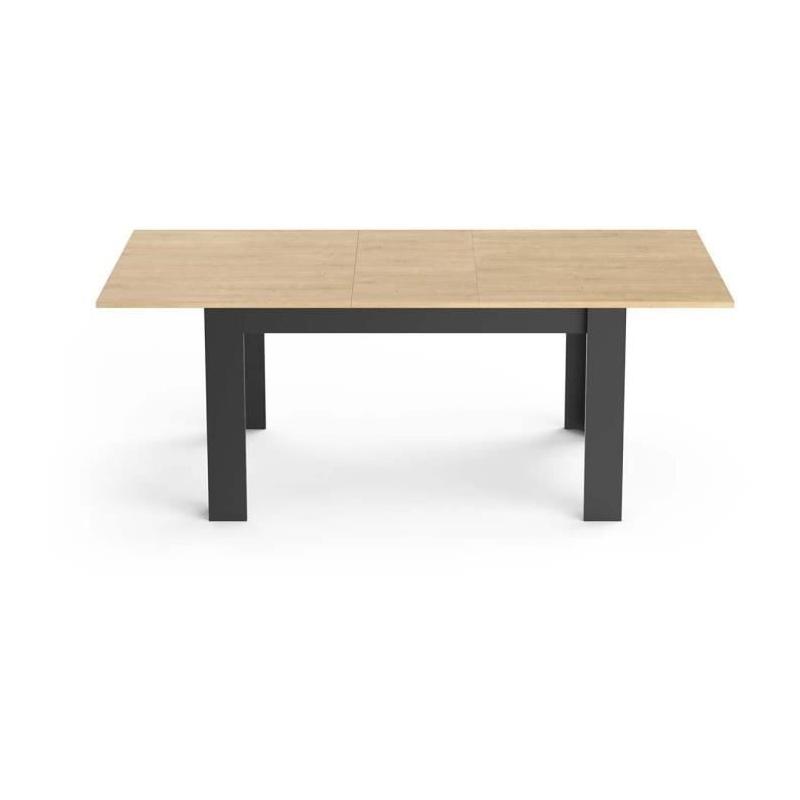 Table extensible CRAFT rectangulaire chêne Hamilton et noir mat - 6 places
