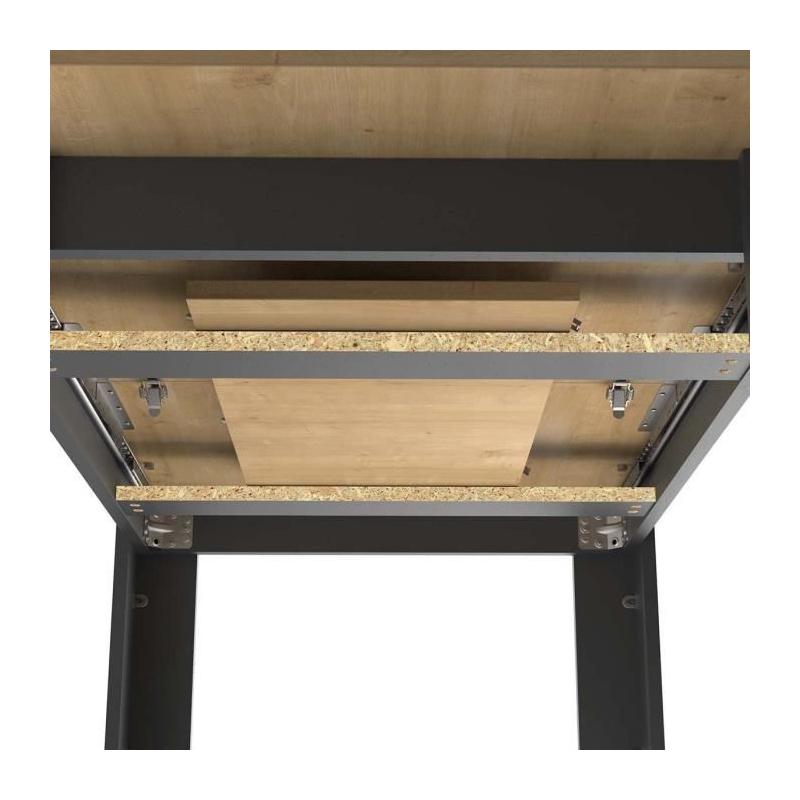 Table extensible CRAFT rectangulaire chêne Hamilton et noir mat - 6 places