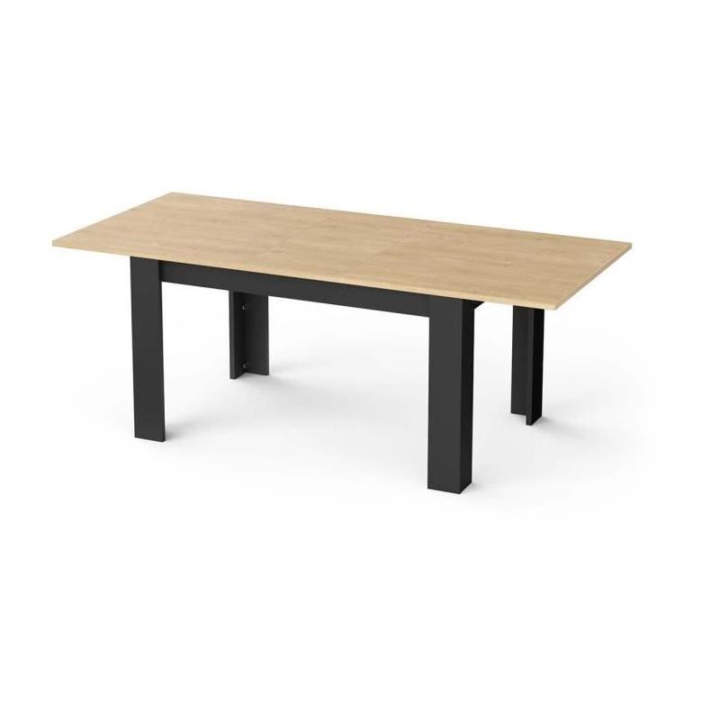 Table extensible CRAFT rectangulaire chêne Hamilton et noir mat - 6 places