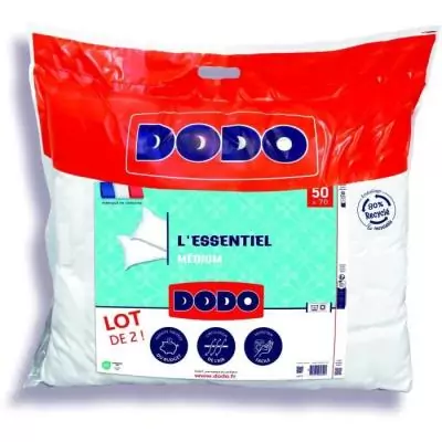Lot de 2 Oreillers Médium DODO - L'ESSENTIEL - 50x70 cm