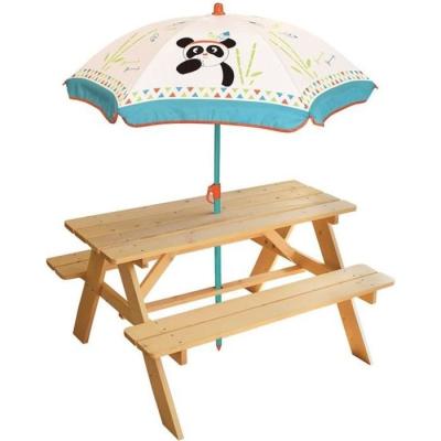 Table de Pique-nique Enfant - FUN HOUSE - INDIAN PANDA - Avec Parasol