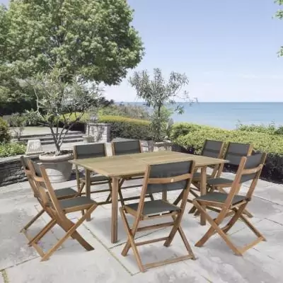 Ensemble de 2 chaises de jardin en bois d'acacia FSC - Gris Ensemble de 2 chaises de jardin en bois d'acacia FSC - Gris