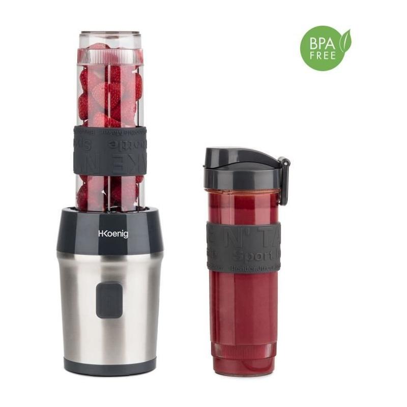 Mini blender HKoenig Smo09 avec gourdes incluses - Sans BPA - Noir