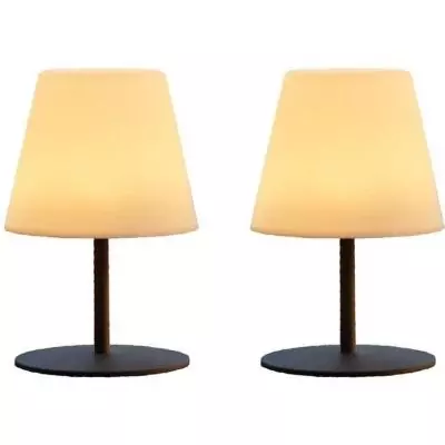 Pack de 2 Lampes de table sans fil - LUMISKY - TWINS - H16 cm - LED blanc chaud et blanc
