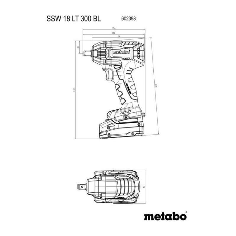 Visseuse à chocs sans fil METABO - SSW 18 LT 300 BL - 18V