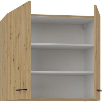 Meuble haut MODENA - 2 portes - 80 cm - Chene artisan / Noir mat