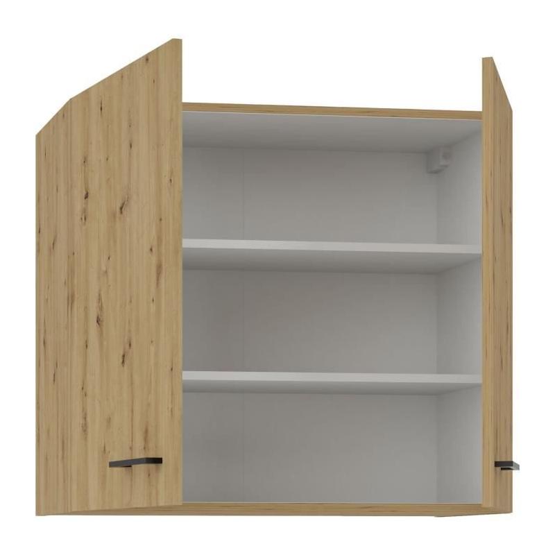 Meuble haut MODENA - 2 portes - 80 cm - Chene artisan / Noir mat