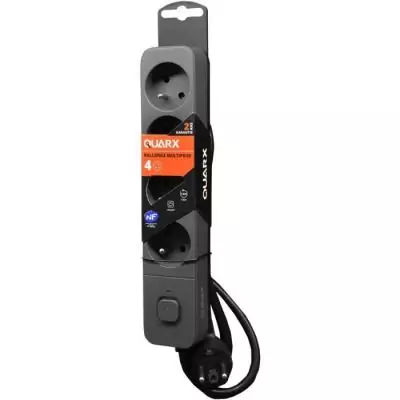 Multiprise QUARX - 4 prises + 3 ports USB, câble 1,5m