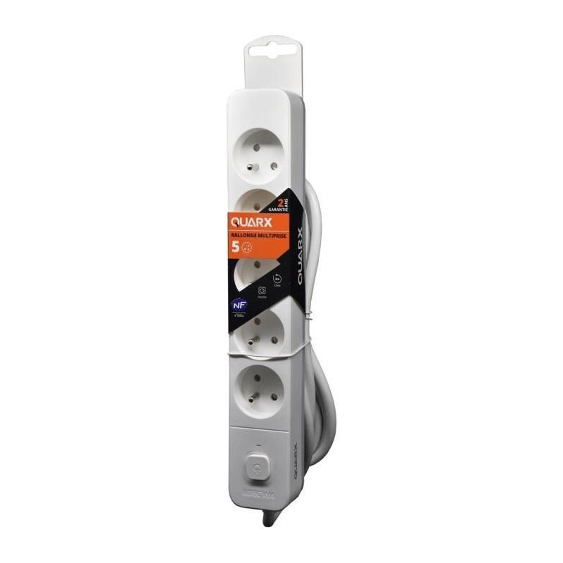 Multiprise QUARX - 5 prises - Câble 3m - Protection enfants