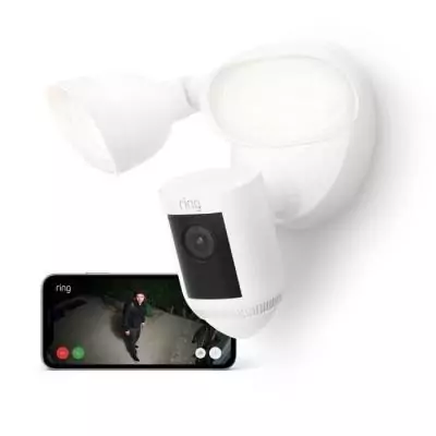 Caméra de Surveillance RING Spotlight Pro Câblée Blanc - Compacte et Performante